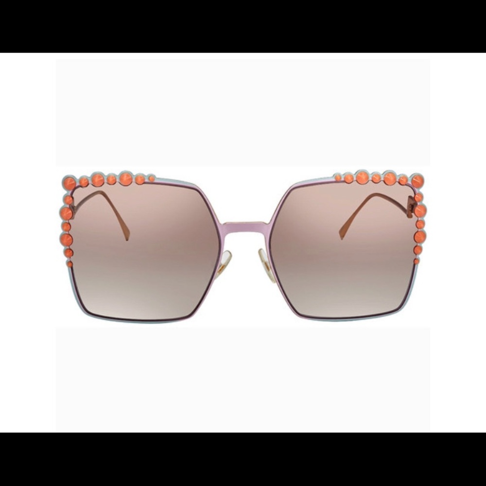 Fendi Can Eye Studded Oversized Square Sunglasses